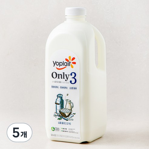 요플레 ONLY 3 플레인 요거트 대용량, 1800ml, 5개