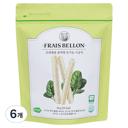 프레벨롱 롱떡뻥, 40g, 6개, 유기농 시금치