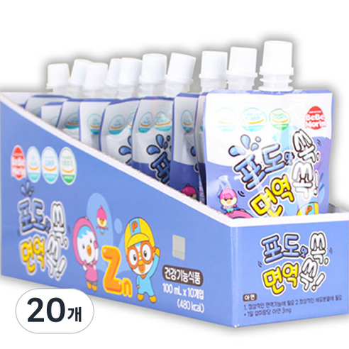 베베모린 뽀로로 면역 쏙 음료, 100ml, 20개