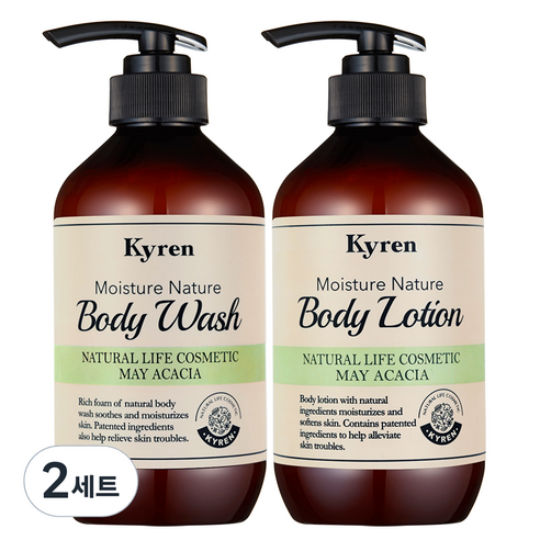 키렌 모이스처 네이처 바디워시 500ml +바디로션 메이아카시아향 500ml, 2세트
