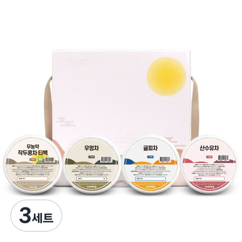 단심 건강차 4종 선물세트, 3세트, 작두콩차 10p + 우엉차 10p + 귤피차 10p + 산수유차 10p
