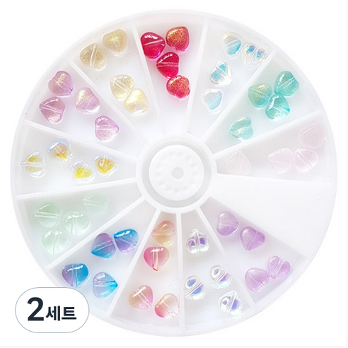 NAILROOM 네일 파츠 no 338 글라스물방울스톤세트, 2세트, no.344 글라스하트스톤세트