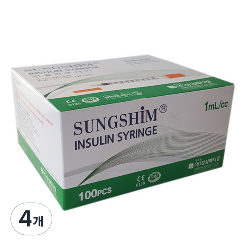 성심 인슐린 주사기 8mm 31g 1ml 100p, 4개