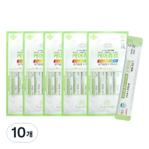 데이스포 강아지 케어츄르 짜먹는 간식, 혼합맛(닭가슴살/바나나), 60g, 10개