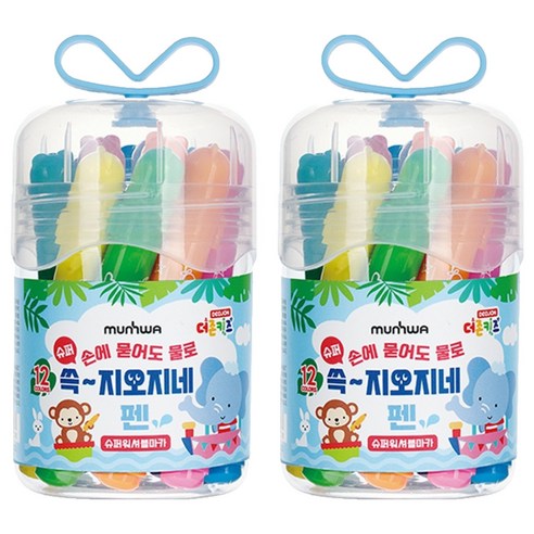 문화연필 더존키즈 쓱 지오지네 슈퍼워셔블 마카, 12색, 2세트