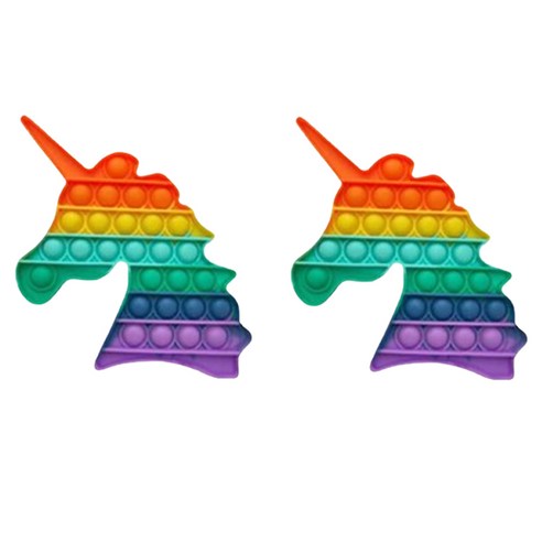 루아르모 푸쉬팝 팝잇 레인보우 버블 뽁뽁이 장난감 피젯토이 보드게임 촉감발달 완구 2p, 유니콘, 1세트