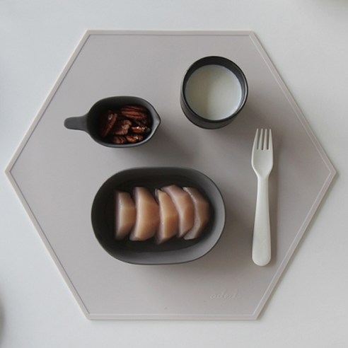 에이드엘 헥사곤 실리콘 테이블매트, 베이지, 395 x 343 mm