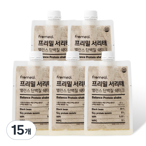 프리밀 서리태 밸런스 단백질 쉐이크, 40g, 15개