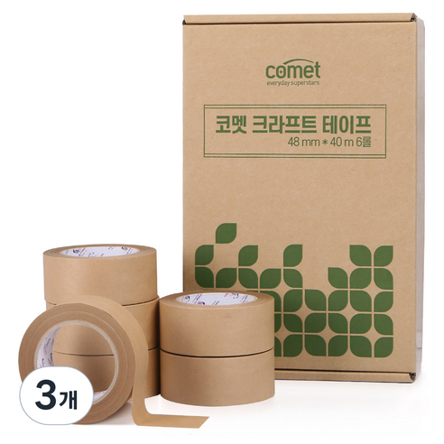 코멧 크라프트 박스 테이프 48mm*40m 6롤, 3개