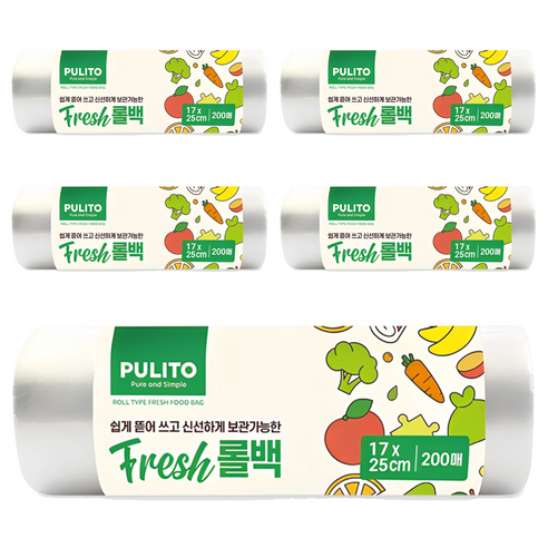 뿌리또 프레쉬 롤백 17cm x 25cm, 소(S), 200개입, 5개