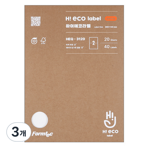 폼텍 하이에코 물류관리용 라벨지 HEQ-3120, 2칸, 60개