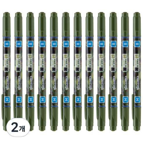 라인플러스 OHP펜 1mm 물펜MF 3.0mm 12p, 청색, 2개