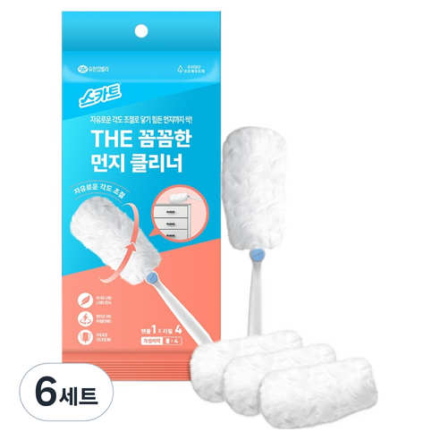 스카트 THE 꼼꼼한 먼지클리너 핸들 + 리필 4p 세트, 화이트, 6세트
