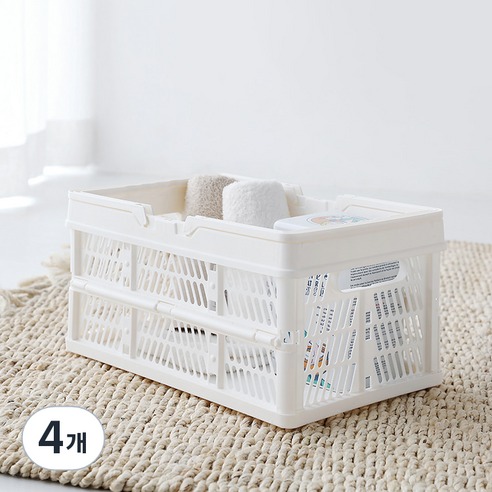 마켓비 KONTINO 폴딩바스켓, 원톤화이트, 18L, 4개