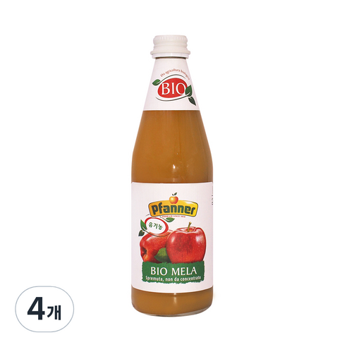 파너 유기농 착즙 사과주스, 500ml, 4개