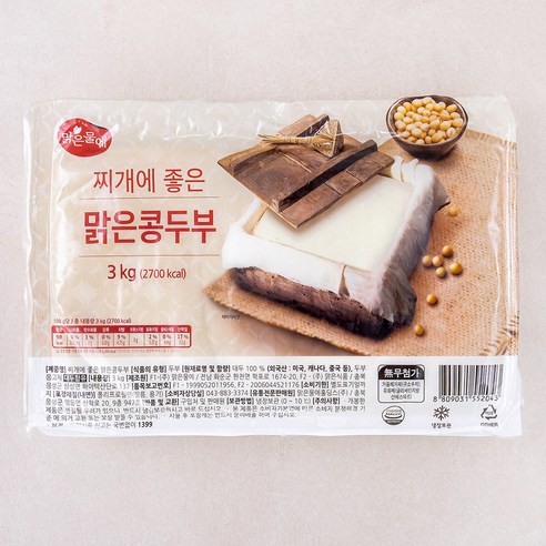 두부  맑은물에 찌개에 좋은 맑은콩 두부, 3kg, 1개