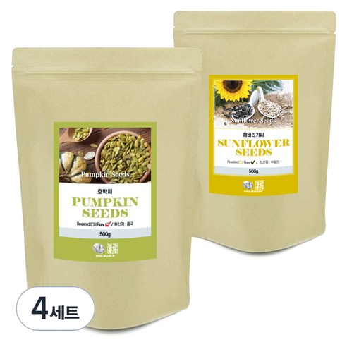 견과공장 호박씨 + 해바라기씨 세트, 500g, 4세트