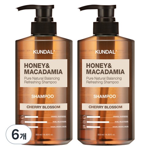 쿤달 허니 앤 마카다미아 네이처 샴푸 체리블라썸향, 500ml, 6개