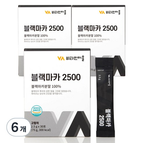 비타민마을 블랙마카 2500 분말 스틱, 75g, 6개