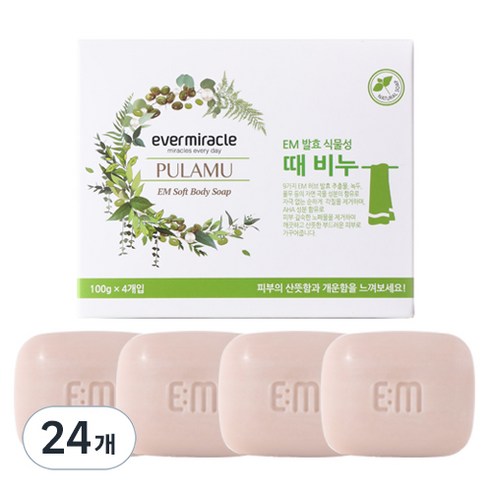 에버미라클 EM 발효 식물성 때비누, 100g, 24개