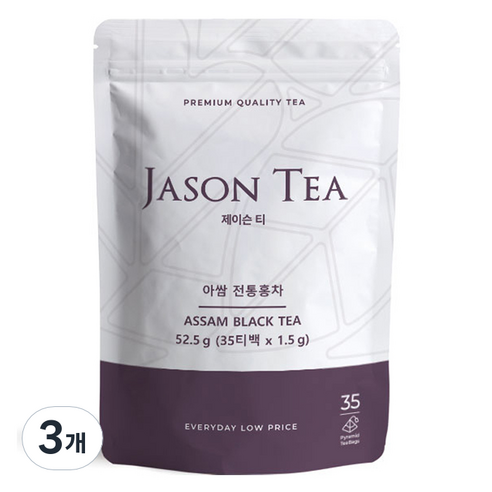 제이슨티 아쌈 전통 홍차 피라밋 티백 파우치, 1.5g, 3개, 35개입