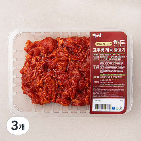 해자람 한돈 고추장 제육불고기, 1kg, 3개