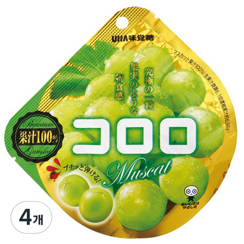 UHA 미카쿠도 코로로 머스캣맛 젤리, 40g, 4개
