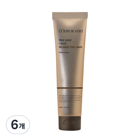 로더베르 맥주효모 리브인 노워시 트리트먼트 헤어팩 화이트머스크, 150ml, 6개