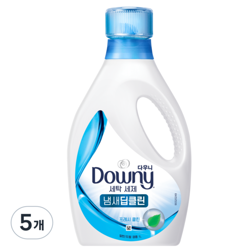 다우니 프리미엄 상쾌한향 액체형 세제 냄새딥클린 블루 본품, 1L, 5개