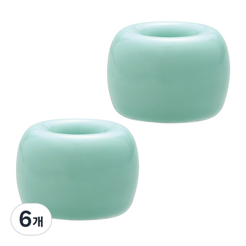 블럭마트 심플 도자기 칫솔꽂이, 민트, 6개