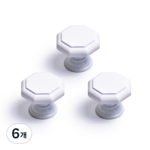 손잡이세상 팔각 대 1구 가구 손잡이 화이트, 6개