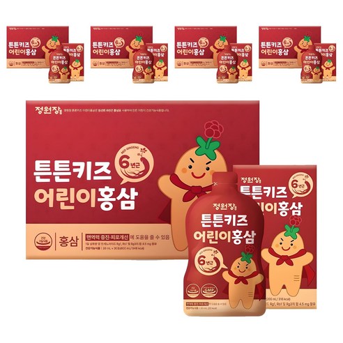 정원장 튼튼키즈 어린이 홍삼, 600ml, 5개