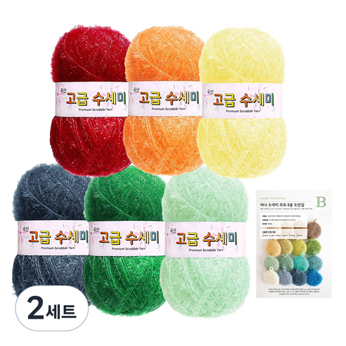 야나 고급 수세미 고흐 수세미 80g x 6p + 무료도안B 세트, 2세트, 6 꽃 피는 정원