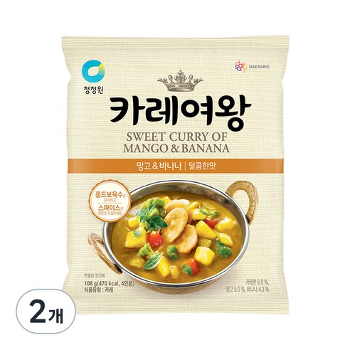 카레여왕 망고&바나나, 108g, 2개