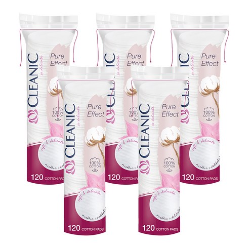 클레아닉 Pure Effect 소프트 터치 화장솜, 120매, 5개