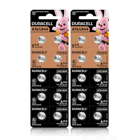 듀라셀 알카라인 코인건전지 LR44/A76, 10개입, 2개