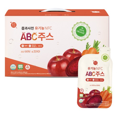 즙과사전 유기농 NFC ABC주스 착즙주스, 80ml, 30개