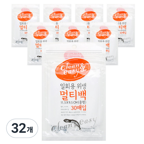 유하우스 일회용 위생 멀티백 중형, 중(M), 30개입, 32개