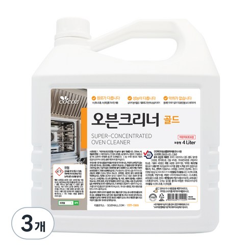 코코즈 오븐크리너 골드형 세정제, 4L, 3개