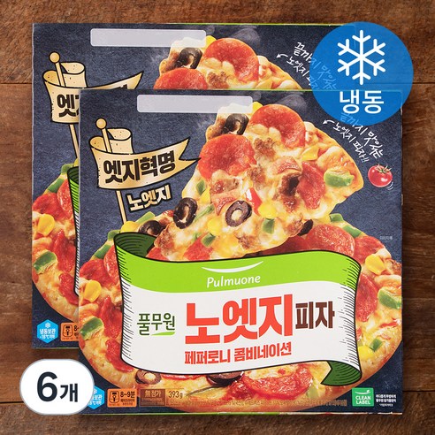 풀무원 노엣지 피자 페퍼로니 콤비네이션 (냉동), 393g, 6개