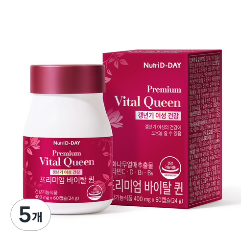 뉴트리디데이 프리미엄 바이탈 퀸 갱년기 영양제 24g, 60정, 5개