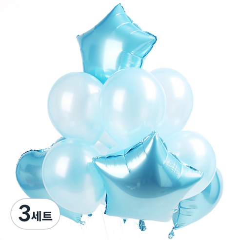 파티해 은박+ 고무 헬륨효과 풍선세트, 블루, 3세트