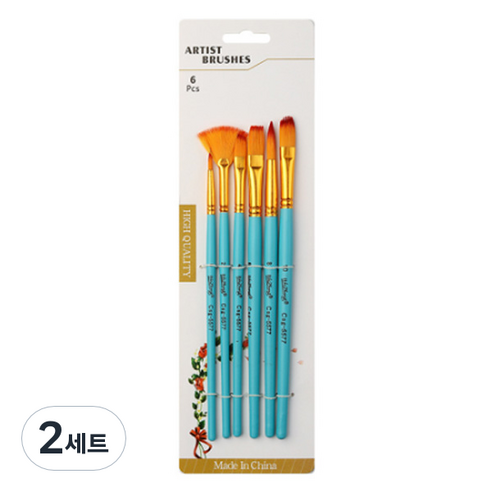데비아트 수채화 유화 붓 6종 세트 블루, 2세트, 0호, 2호, 4호, 6호, 8호, 10호