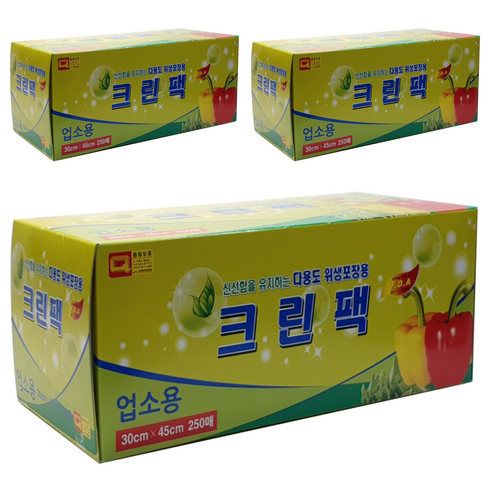 해피크린 업소용 크린팩 대 30 x 45 cm x 250매, 250개, 3개
