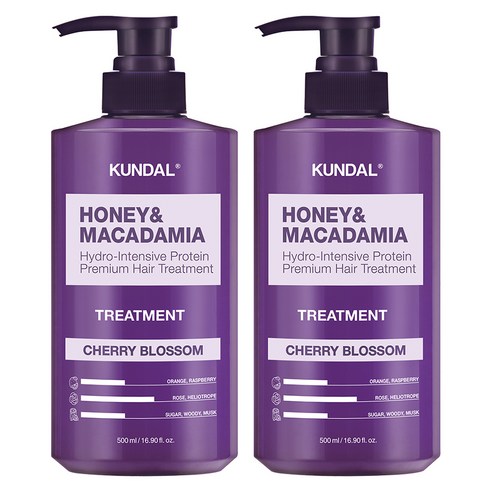 쿤달 허니 앤 마카다미아 헤어 트리트먼트 체리블라썸향, 500ml, 2개