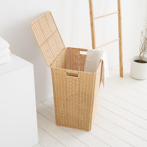 하우스레시피 PP라탄 Ver 2 사각 바스켓, 베이지, 1개