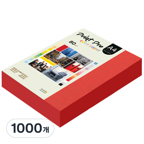 종이문화 프린트 프로 칼라복사지 No.29 레드 80g, A4, 1000개