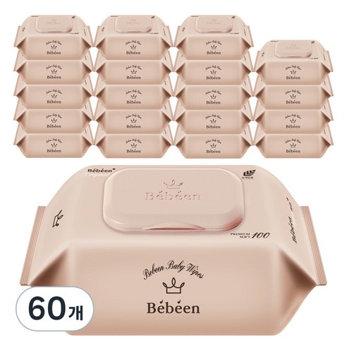 베베앙 오리지널 플러스 아기물티슈 캡형 55gsm, 100매, 60개