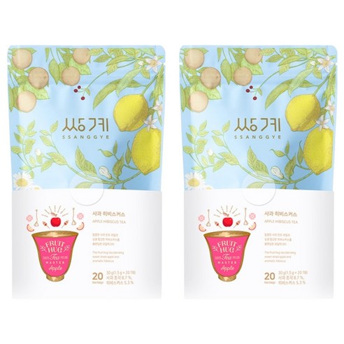쌍계명차 프루트 허그 파우치 사과히비스커스, 1.5g, 20개입, 2개