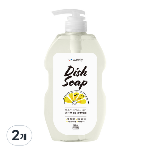 웜리 베이킹소다 1종 주방세제 레몬향, 780ml, 2개